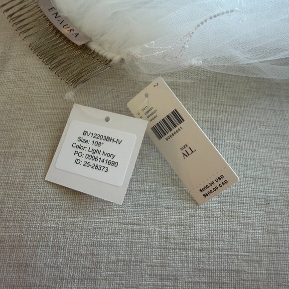 Anthropologie Ivory Sheer Embroidered Bridal Veil main image 4